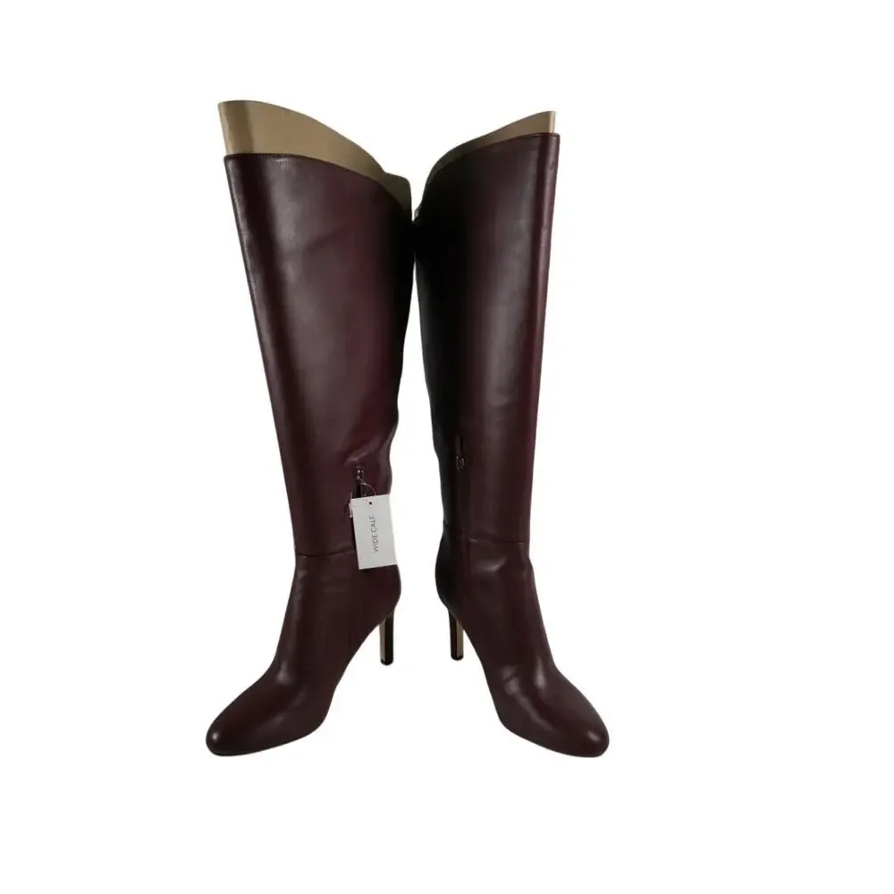 Nine West Sancha Burgundy Glove-Tanned Leather Boots 8 NIB